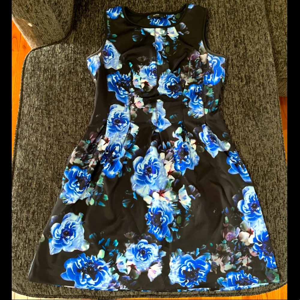 Apt. 9 Black Dress with Blue Roses